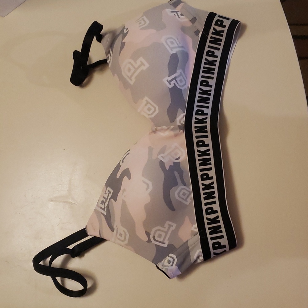 Victoria Secret PINK Pink and Grey Camouflage Design Lightly Lined Bra